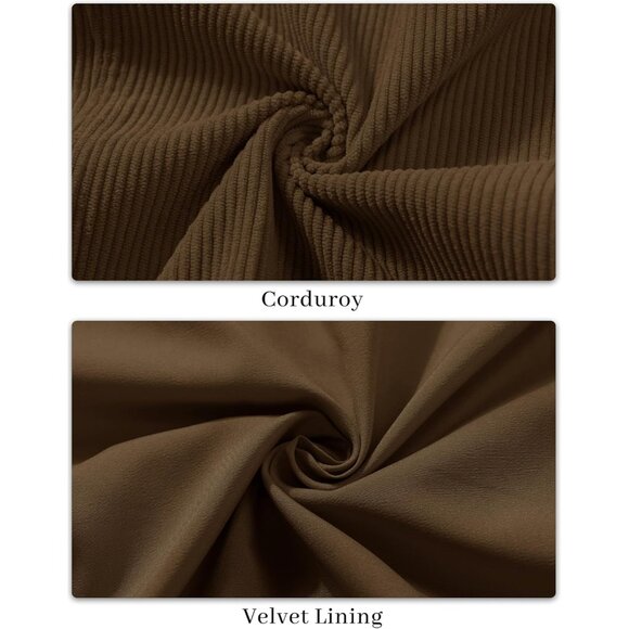 Women Coffee Corduroy Cropped Shacket Button Down Long Sleeve Casual Coat - Picture 6 of 6